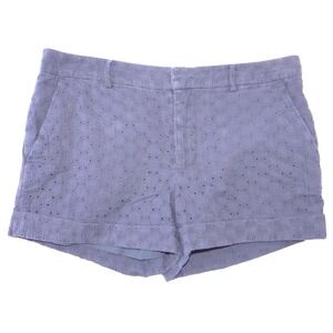 DKNY Womens Navy Blue Eyelet Embroidered Chino Shorts Size 10
